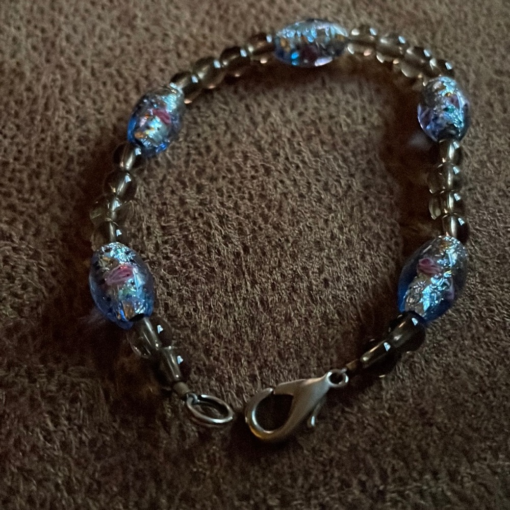 Blue beaded bracelet